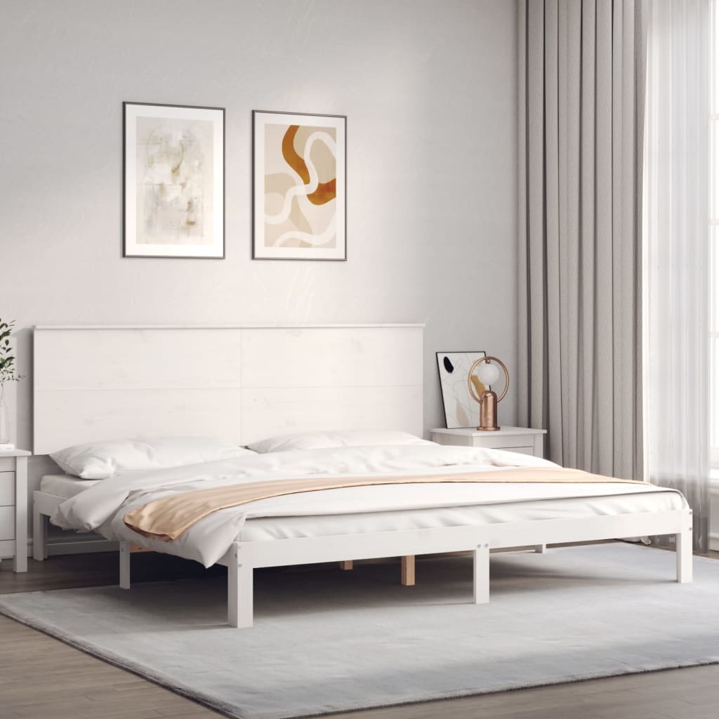 vidaXL Bed Frame with Headboard White 200x200 cm Solid Wood