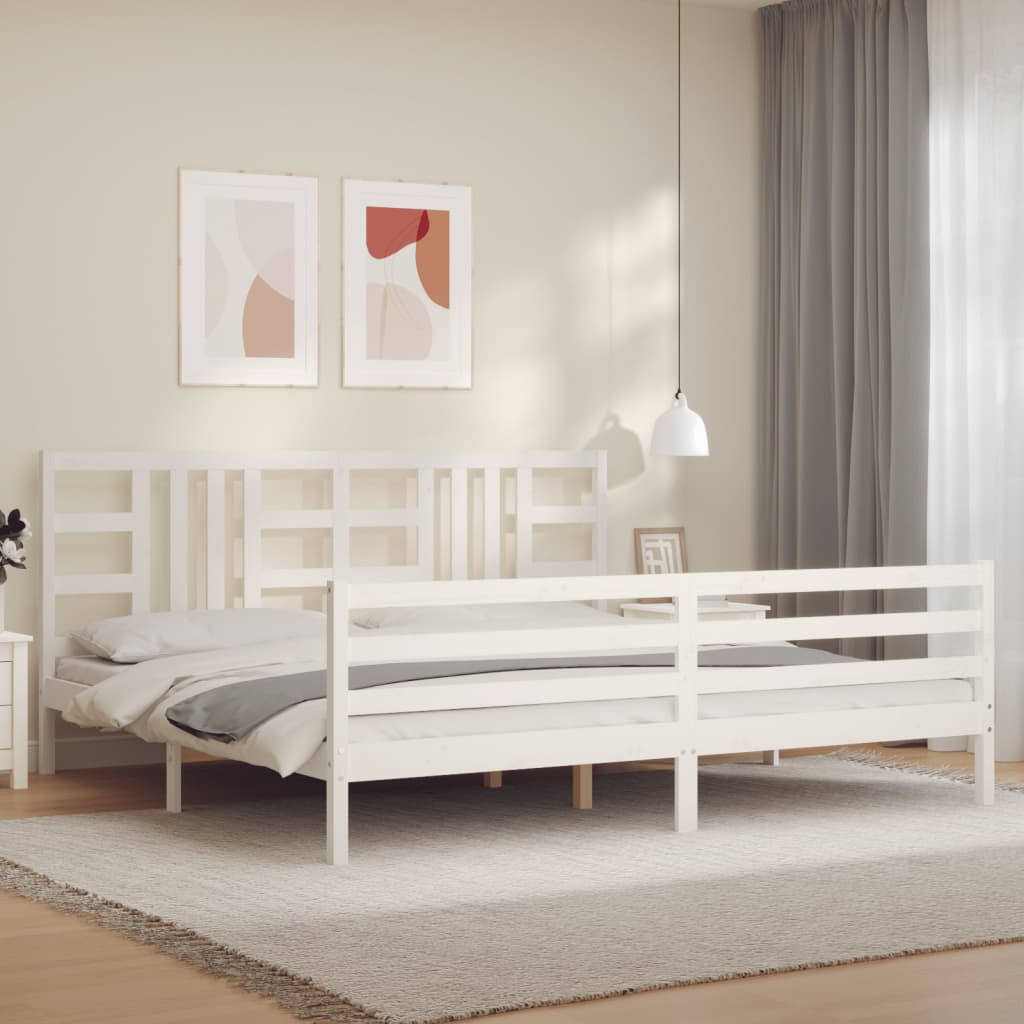 vidaXL Bed Frame with Headboard White 200x200 cm Solid Wood