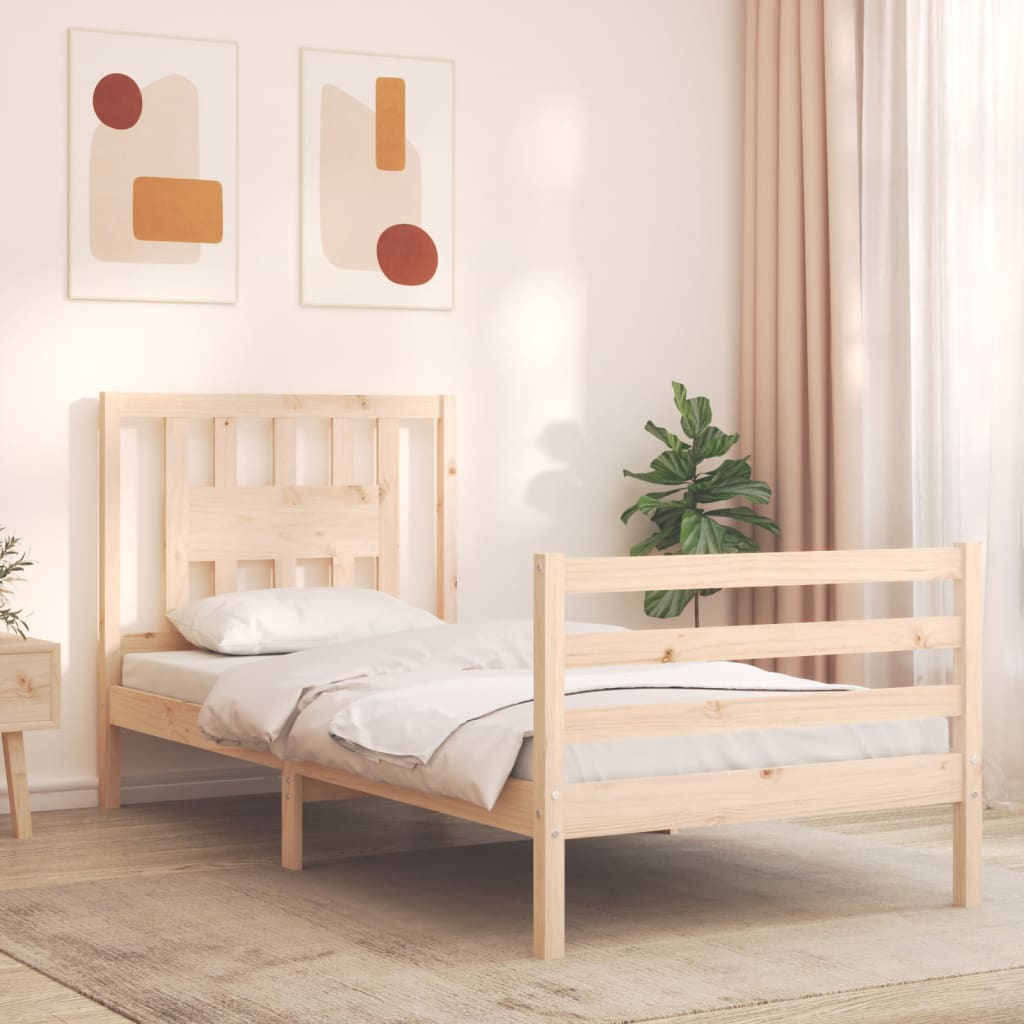 vidaXL Bed Frame with Headboard 100x200 cm Solid Wood