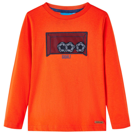Kids' T-shirt with Long Sleeves Football Goal Design Bright Orange 92