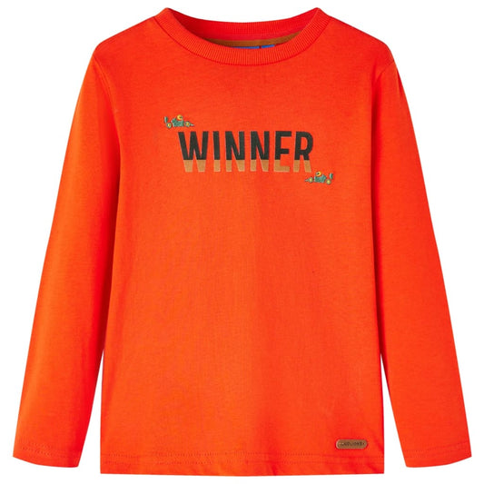 Kids' T-shirt with Long Sleeves Winner Print Bright Orange 104