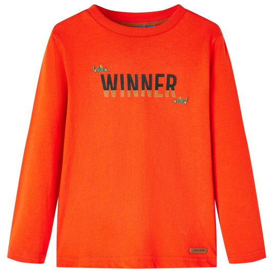 Kids' T-shirt with Long Sleeves Winner Print Bright Orange 140