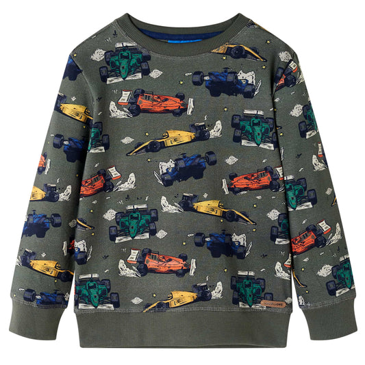 Kids' Sweatshirt Racing Cars Print Khaki 104