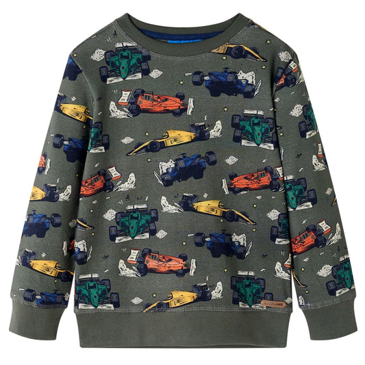 Kids' Sweatshirt Racing Cars Print Khaki 128