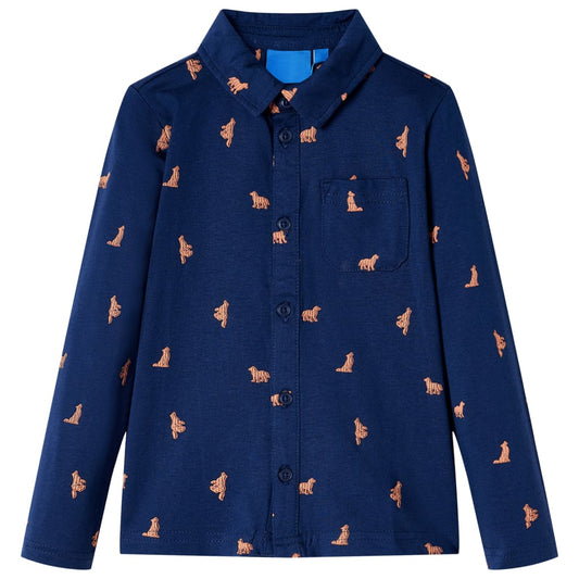 Kids' Shirt Dog Print Navy 128