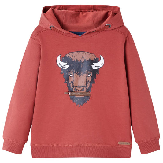 Kids' Hooded Sweatshirt Ox Print Burnt Red 140