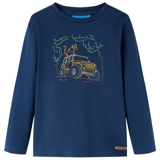 Kids' T-shirt with Long Sleeves Jeep Print Navy Blue 104