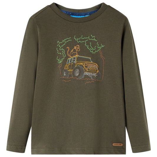 Kids' T-shirt with Long Sleeves Jeep Print Khaki 92
