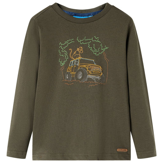Kids' T-shirt with Long Sleeves Jeep Print Khaki 116