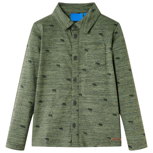 Kids' Shirt Cattle Print Khaki Melange 104