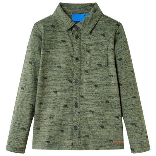 Kids' Shirt Cattle Print Khaki Melange 128