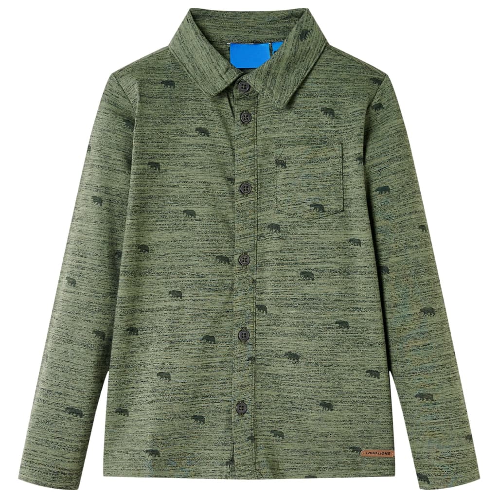 Kids' Shirt Cattle Print Khaki Melange 140