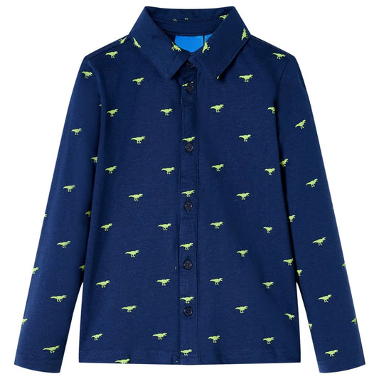 Kids' Shirt Dinosaur Print Navy 140