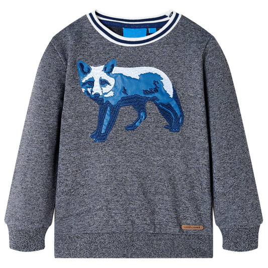 Kids' Sweatshirt Fox Print Navy Melange 116