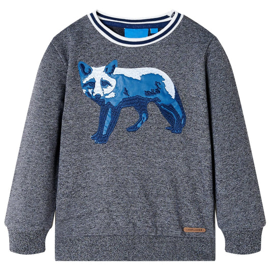 Kids' Sweatshirt Fox Print Navy Melange 140
