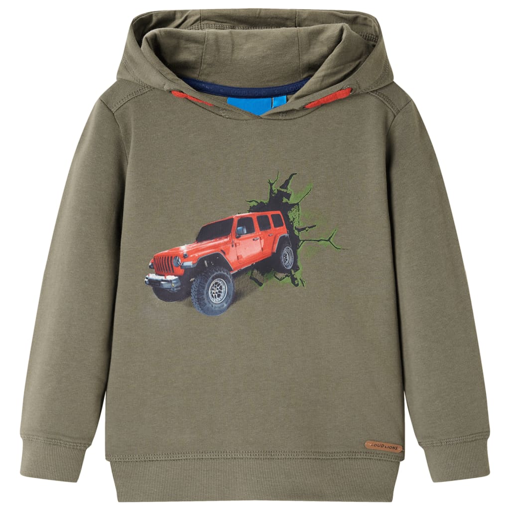 Kids' Hooded Sweatshirt Jeep Print khaki 128