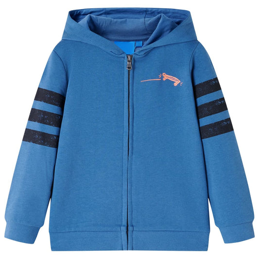 Kids' Hooded Sweatshirt with Zip Skateboard Print Blue 116
