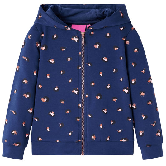 Kids' Hooded Sweatshirt Dot Print Navy Blue 104