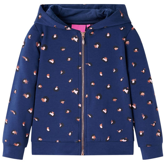 Kids' Hooded Sweatshirt Dot Print Navy Blue 140