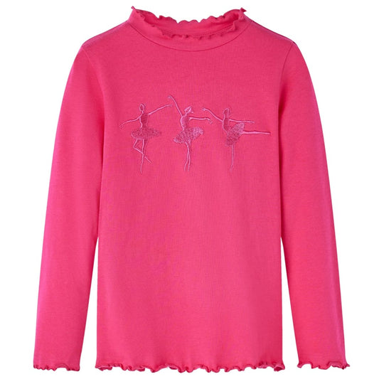 Kids' T-shirt with Long Sleeves Ballerina Girls Design Bright Pink 104