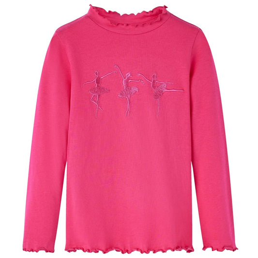Kids' T-shirt with Long Sleeves Ballerina Girls Design Bright Pink 140