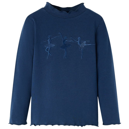 Kids' T-shirt with Long Sleeves Ballerina Girls Design Navy Blue 116