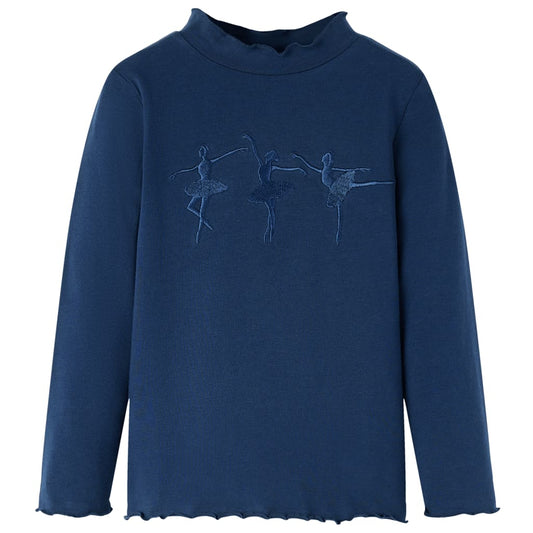 Kids' T-shirt with Long Sleeves Ballerina Girls Design Navy Blue 140