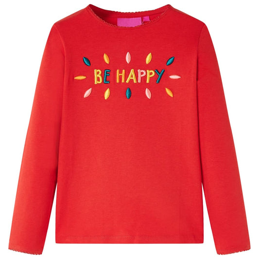 Kids' T-shirt with Long Sleeves Words 3D Design Red 104