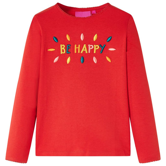 Kids' T-shirt with Long Sleeves Words 3D Design Red 128