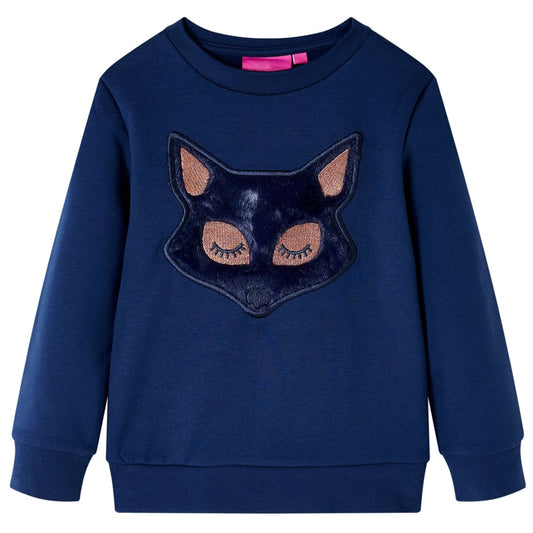 Kids' Sweatshirt with Furry Fox Design Navy Blue 104