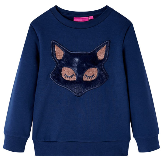 Kids' Sweatshirt with Furry Fox Design Navy Blue 128
