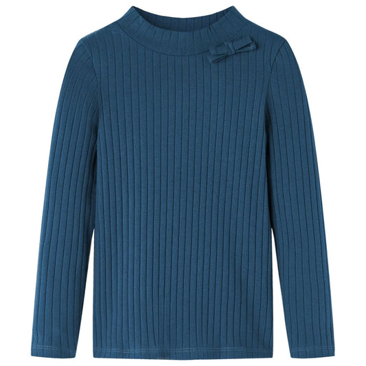 Kids' T-shirt with Long Sleeves Rib-knit Navy Blue 92