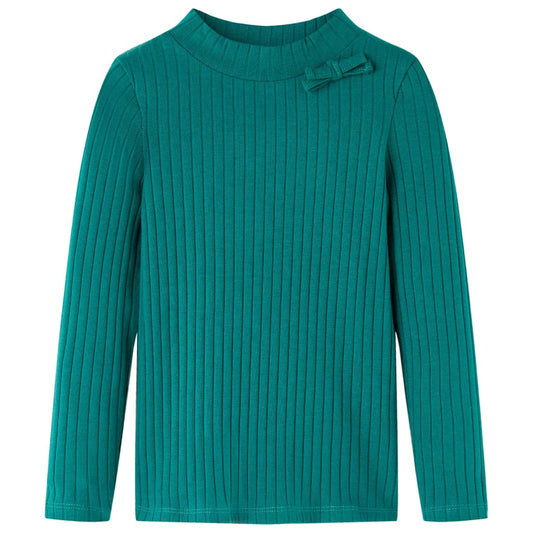 Kids' T-shirt with Long Sleeves Rib-knit Dark Green 92
