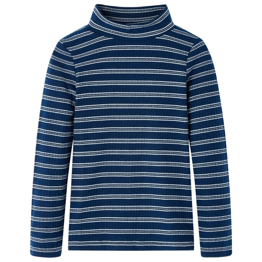 Kids' T-shirt with Long Sleeves Striped Navy Blue 140