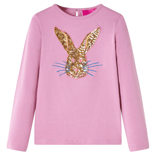 Kids' T-shirt with Long Sleeves Rabbit Print Burnt Pink 116