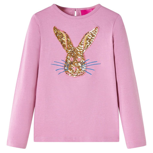 Kids' T-shirt with Long Sleeves Rabbit Print Burnt Pink 140