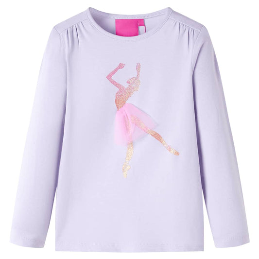 Kids' T-shirt with Long Sleeves Ballerina Girl Print Light Lilac 92