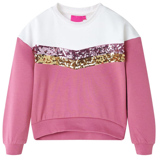 Kids' Sweatshirt with Sequined Stripes Raspberry 104