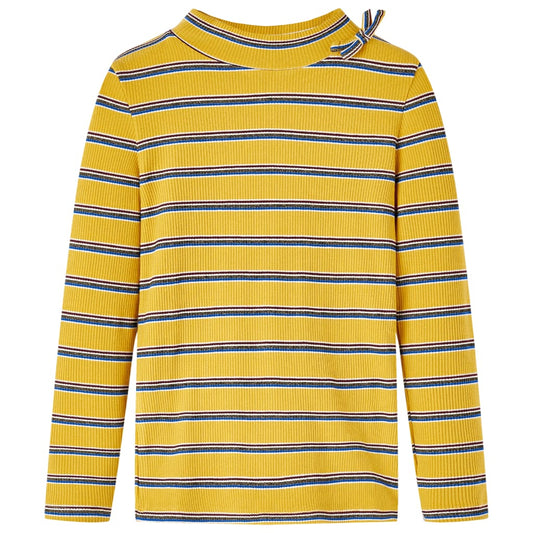 Kids' T-shirt with Long Sleeves Striped Ochre 92