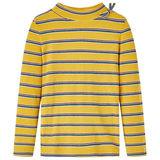 Kids' T-shirt with Long Sleeves Striped Ochre 128