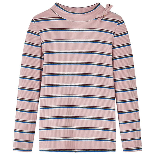 Kids' T-shirt with Long Sleeves Striped Light Pink 92