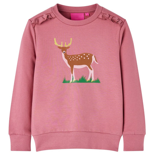 Kids' Sweatshirt Deer Print Raspberry 104