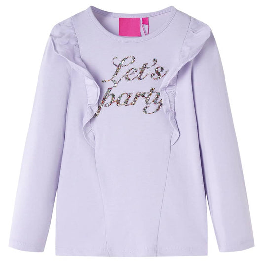 Kids' T-shirt with Long Sleeves Glitter Print Light Lilac 116