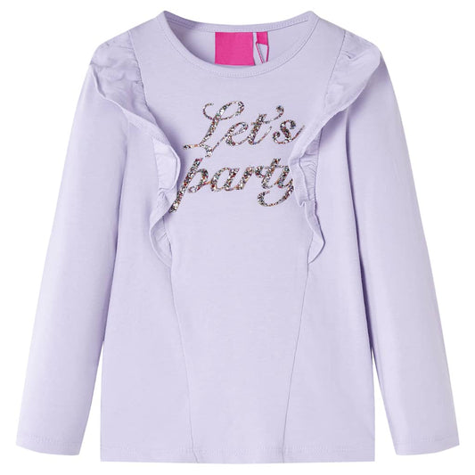 Kids' T-shirt with Long Sleeves Glitter Print Light Lilac 140