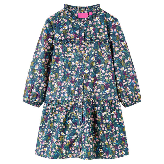 Kids' Dress with Long Sleeves Dark Blue 140