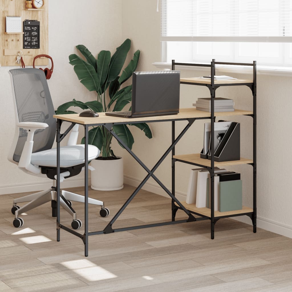 vidaXL Computer Desk with Shelves Sonoma Oak 120x47x109 cm