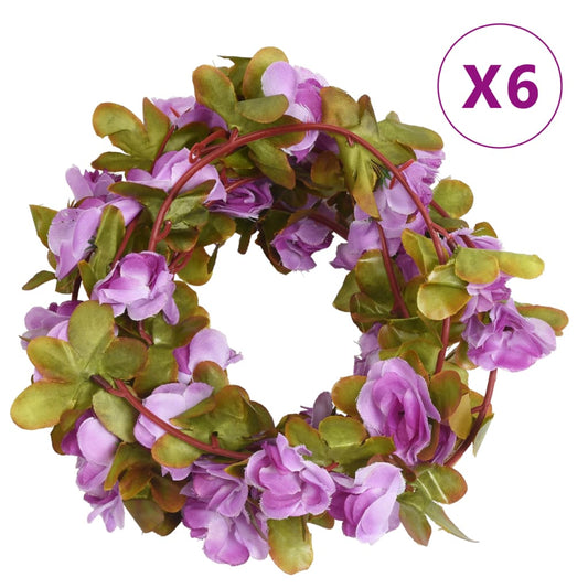 vidaXL Artificial Flower Garlands 6 pcs Light Purple 250 cm