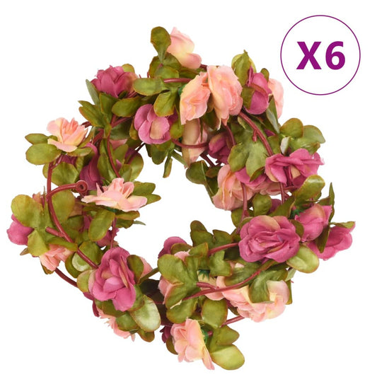 vidaXL Artificial Flower Garlands 6 pcs Rose Red 250 cm