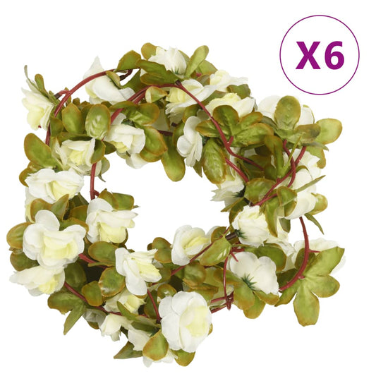 vidaXL Artificial Flower Garlands 6 pcs White 250 cm