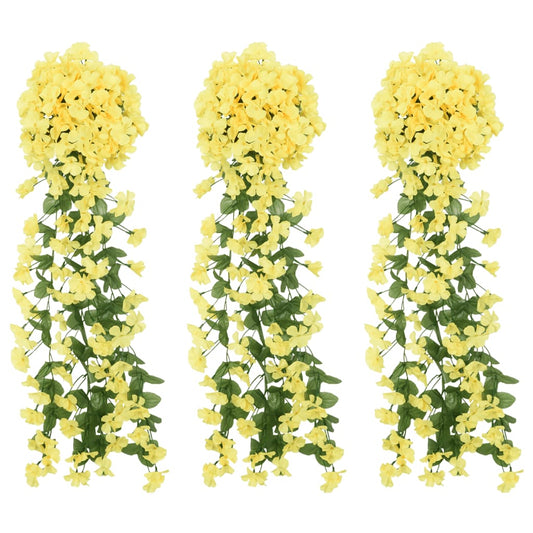 vidaXL Artificial Flower Garlands 3 pcs Yellow 85 cm